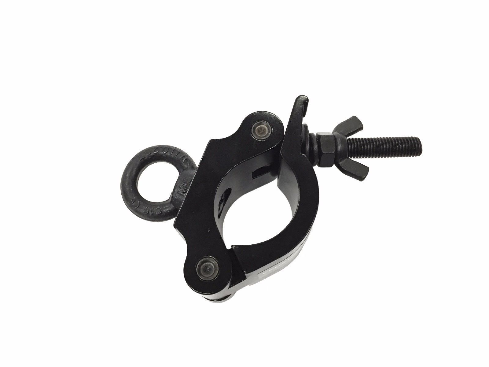 Black DJ Pro-Clamp 2 inch Heavy-Duty 360 Wrap Around Aluminum Clamp Eye Hook