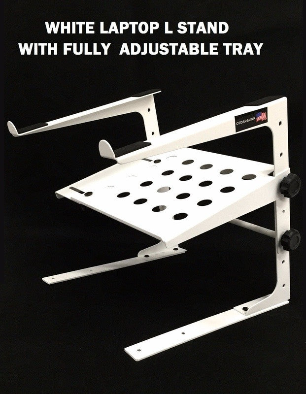 LK-LMS1W White DJ Laptop L Stand With Interface Tray