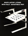 LK-LMS1W White DJ Laptop L Stand With Interface Tray