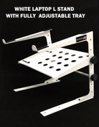 LK-LMS1W White DJ Laptop L Stand With Interface Tray