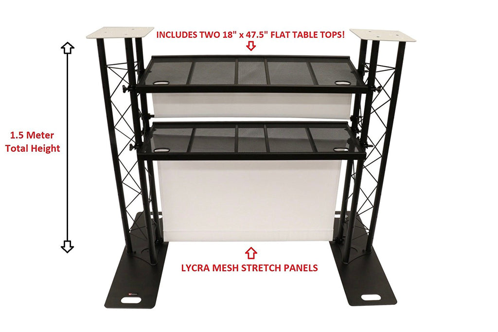 CedarsLink DJ Event Facade White/Black Scrim Complete Metal Booth With Flat Tops