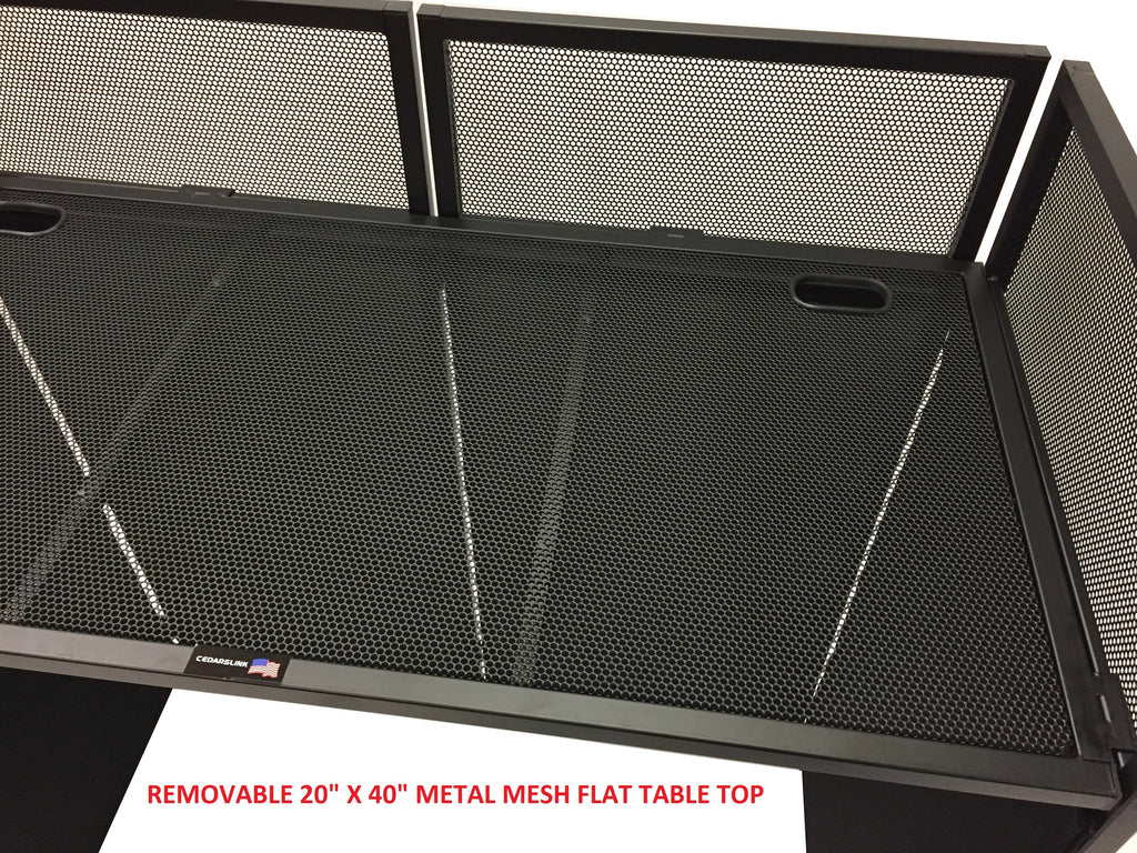 BEAST-7 DJ Event Facade White/Black Scrim Metal Frame Booth + 20" x 40" Flat Table Top