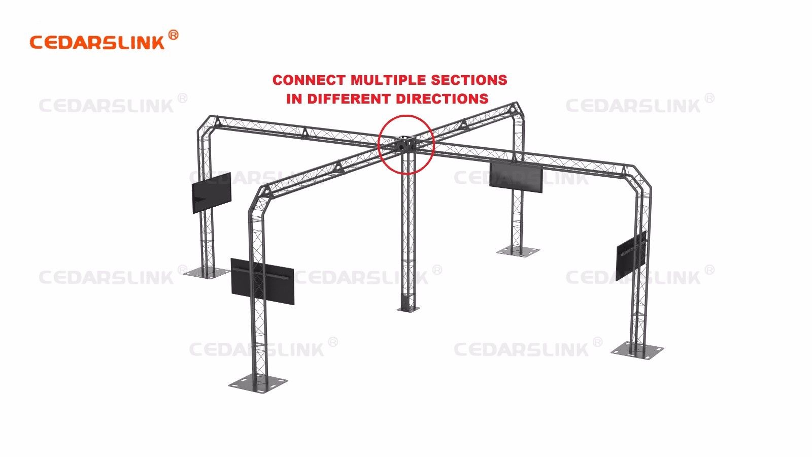 LK-CUBEA 5-Way Bolted Triangle Truss Junction Block Cube Connection Trade Show
