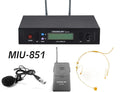 MIU-851 Professional Single UHF Wireless Headset and Lavalier Microphone Set With Echo Control