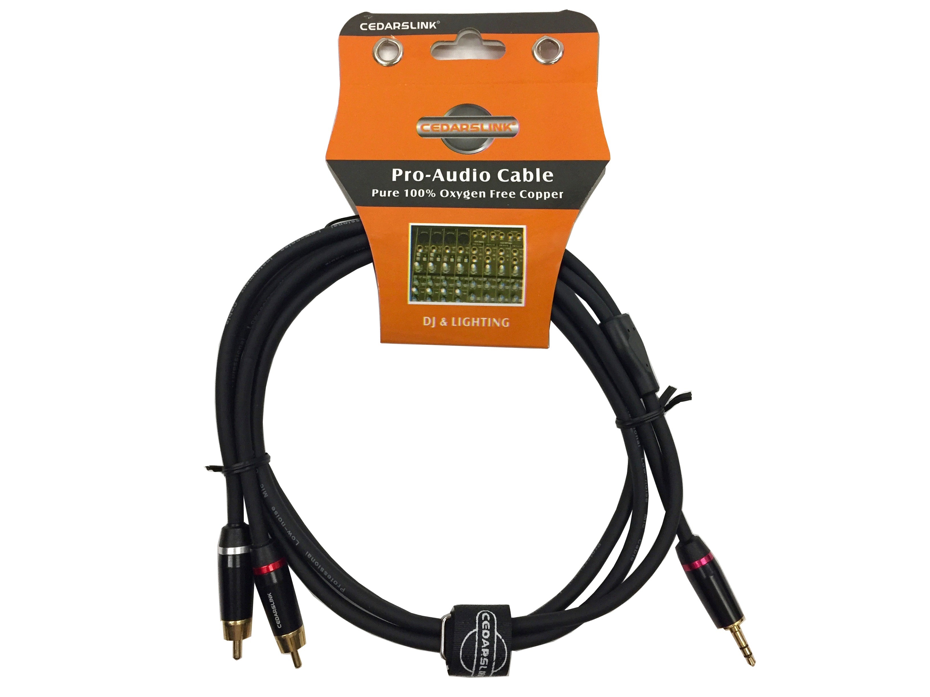 LK-3.5DRCAB-6FT Premium Metal RCA-3.5 AUX 100% Copper Cable Shielded