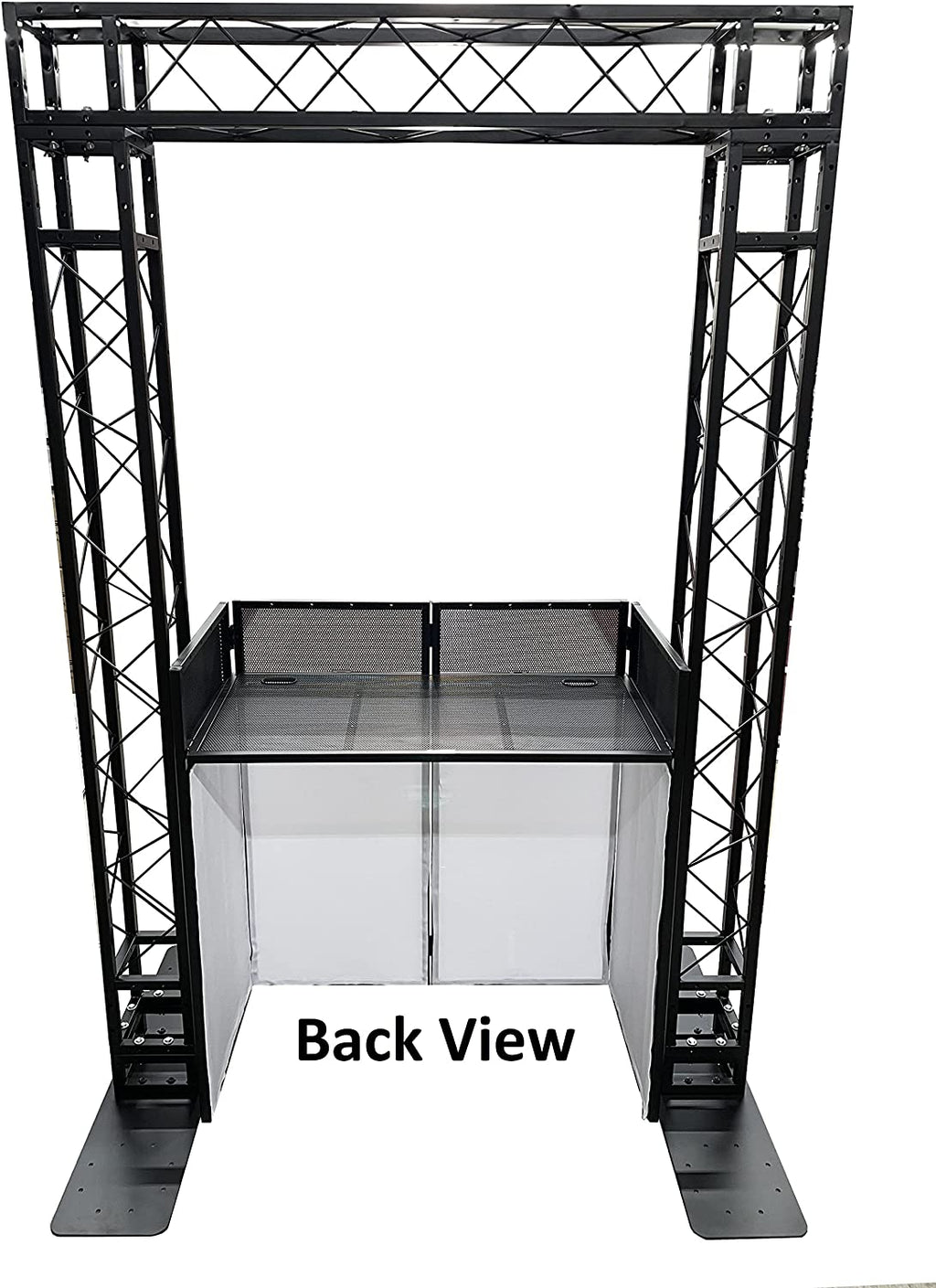 Black Arch Truss Combo Kit 7.6 ft. Height 5 ft. Width+DJ Facade W/40"x20" table Heavy-Duty Truss and B/W DJ Facade All-In-One Combo Kit