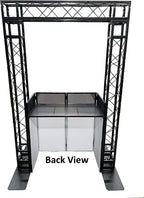 Black Arch Truss Combo Kit 7.6 ft. Height 5 ft. Width+DJ Facade W/40"x20" table Heavy-Duty Truss and B/W DJ Facade All-In-One Combo Kit