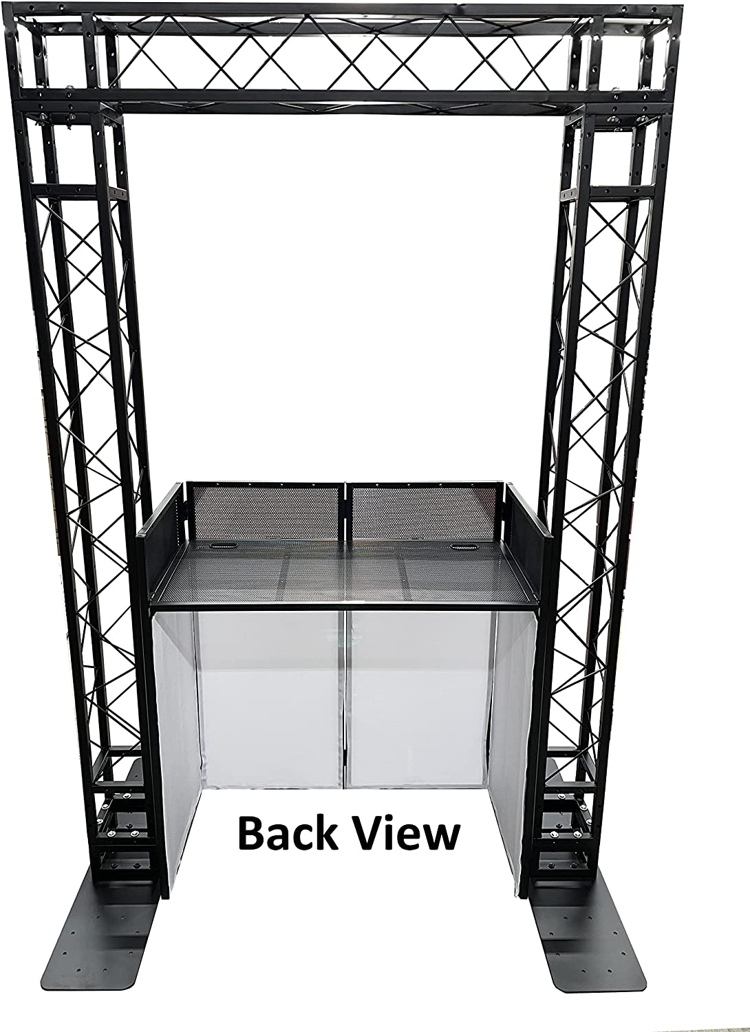 Black Arch Truss Combo Kit 7.6 ft. Height 5 ft. Width+DJ Facade W/40"x20" table Heavy-Duty Truss and B/W DJ Facade All-In-One Combo Kit