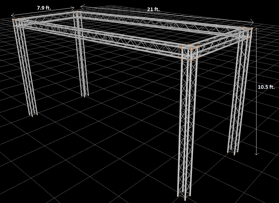 7.9 ft W x 21 ft L x 10.5 ft H Aluminum Outdoor Seating Trussing Structure