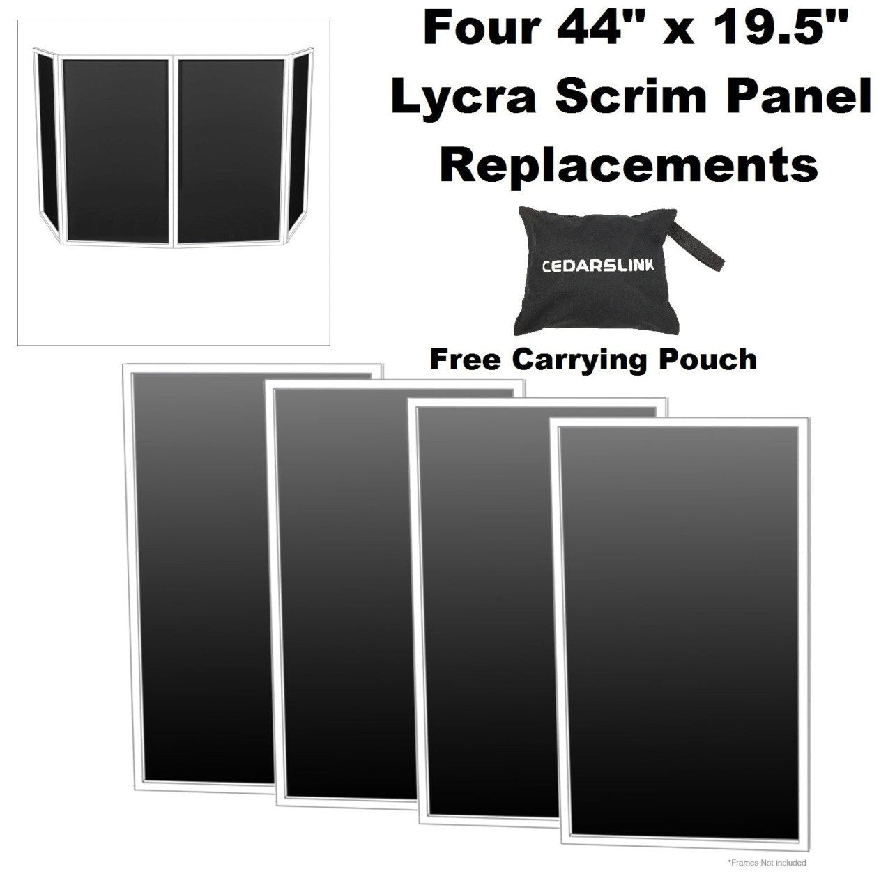 DJ Event Facade DJ Booth Black Replacement Scrims 4-Pack Lycra Panels