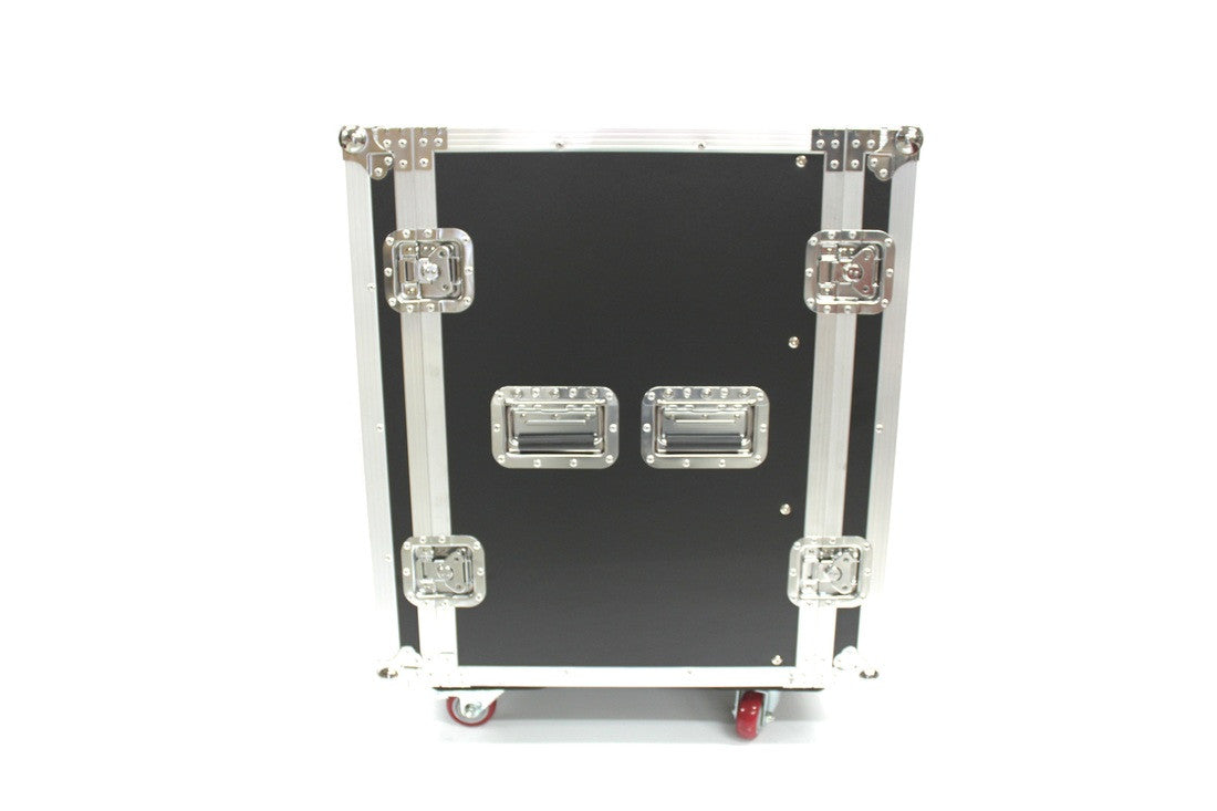 2L16UC-D18 Sixteen U Two Lid Flight Case With Locking Casters