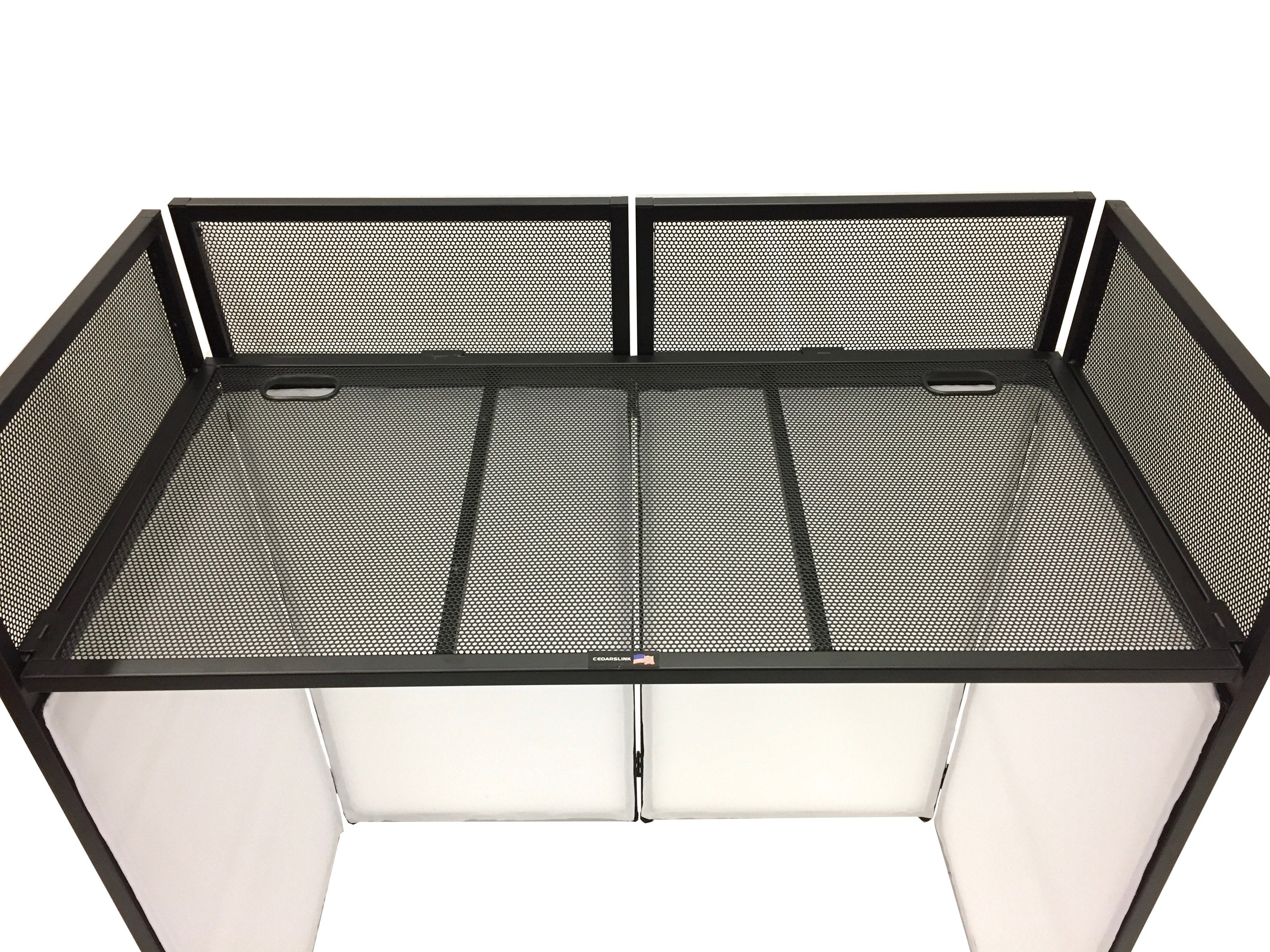 BEAST-7 DJ Event Facade White/Black Scrim Metal Frame Booth + 20" x 40" Flat Table Top