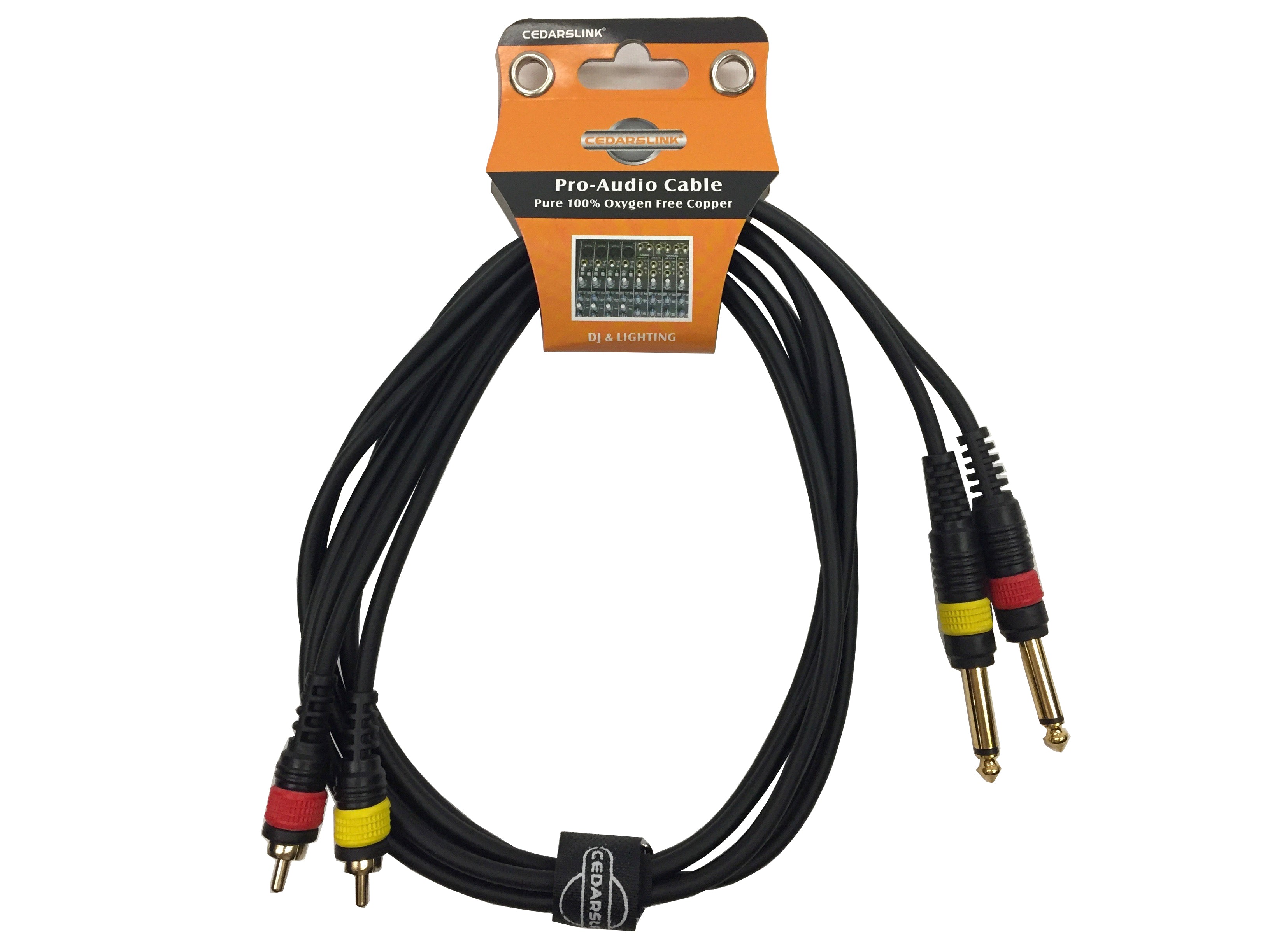 LK-1/4TS to RCAm 6FT Premium Dual 1/4"-Dual RCA 100% Copper Cable Shielded