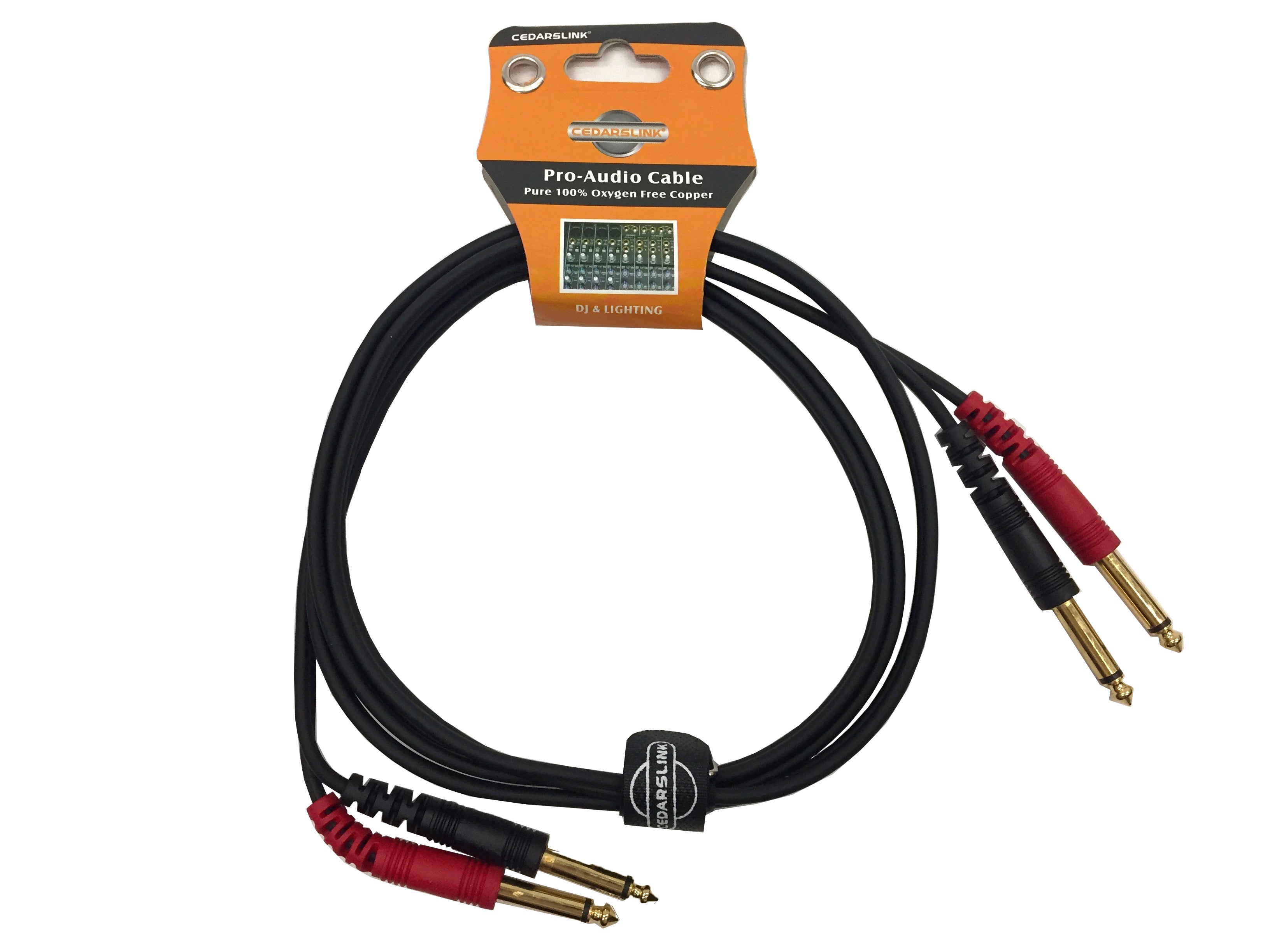 LK-1/4TS to 1/4TS RED 6FT Premium Dual 1/4"-Dual 1/4" 100% Copper Cable Shielded