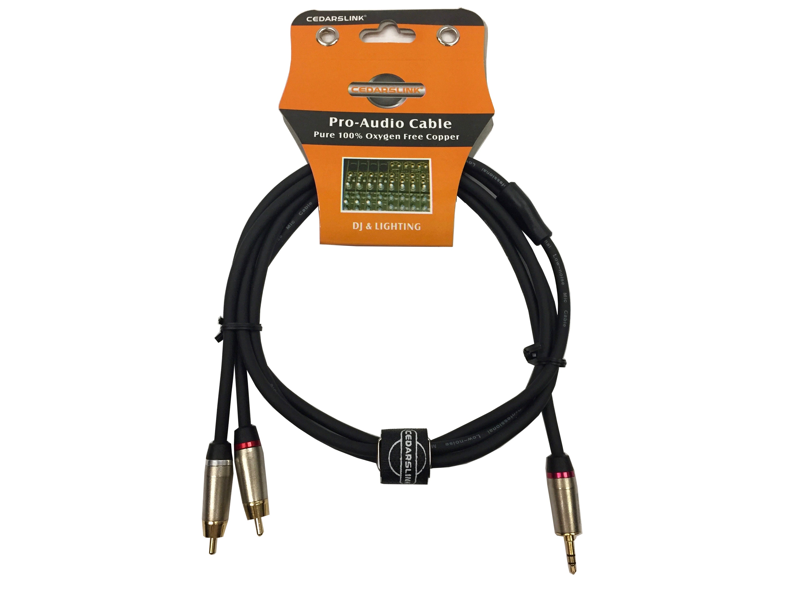LK-3.5DRCAW-6FT Premium Metal RCA-3.5 AUX 100% Copper Cable Shielded