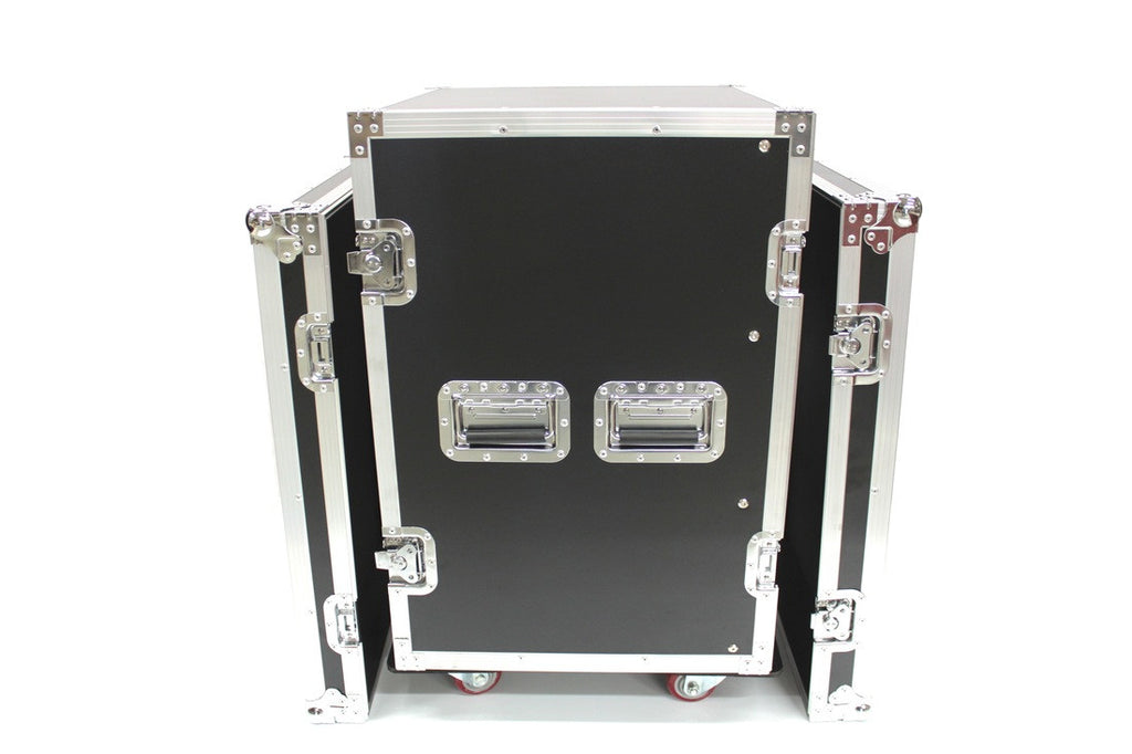 2L16UC-D18 Sixteen U Two Lid Flight Case With Locking Casters