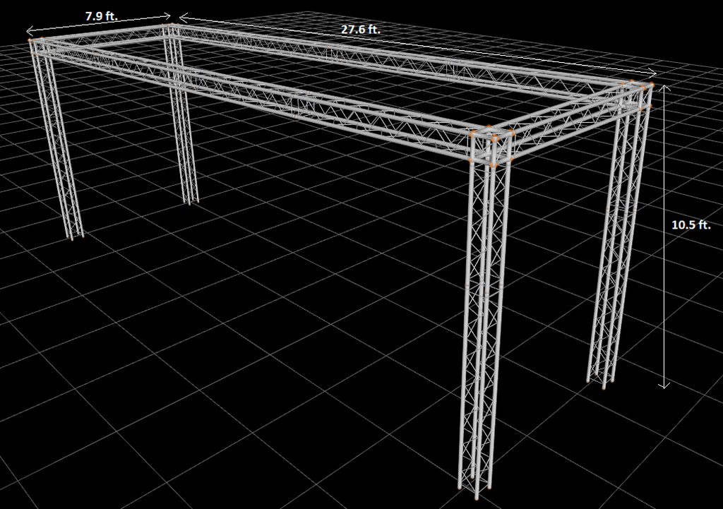 7.9 ft W x 27.6 ft L x 10.5 ft H Aluminum Outdoor Seating Trussing Structure