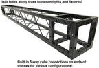 Black Square Metal Arch Truss 8 Ft. Width 7 ft. Height Portable DJ Lighting System Mobile Simple Bolt Connections