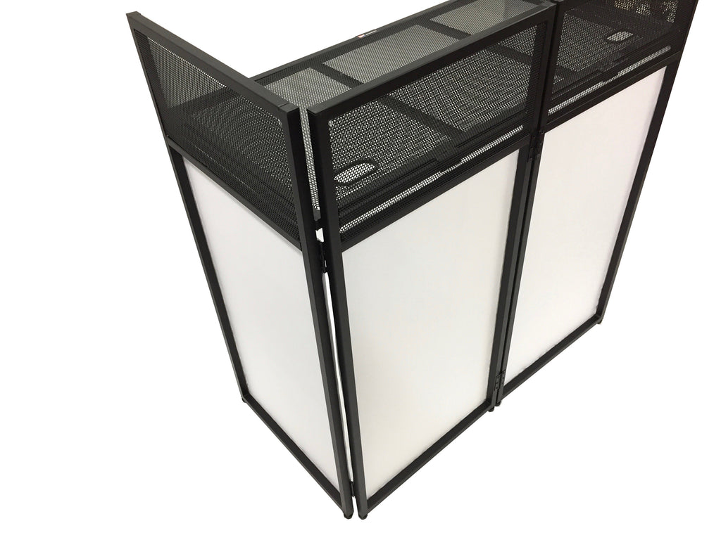 BEAST-7 DJ Event Facade White/Black Scrim Metal Frame Booth + 20" x 40" Flat Table Top