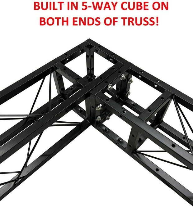 Black Arch Truss Combo Kit 7.6 ft. Height 5 ft. Width+DJ Facade W/40"x20" table Heavy-Duty Truss and B/W DJ Facade All-In-One Combo Kit