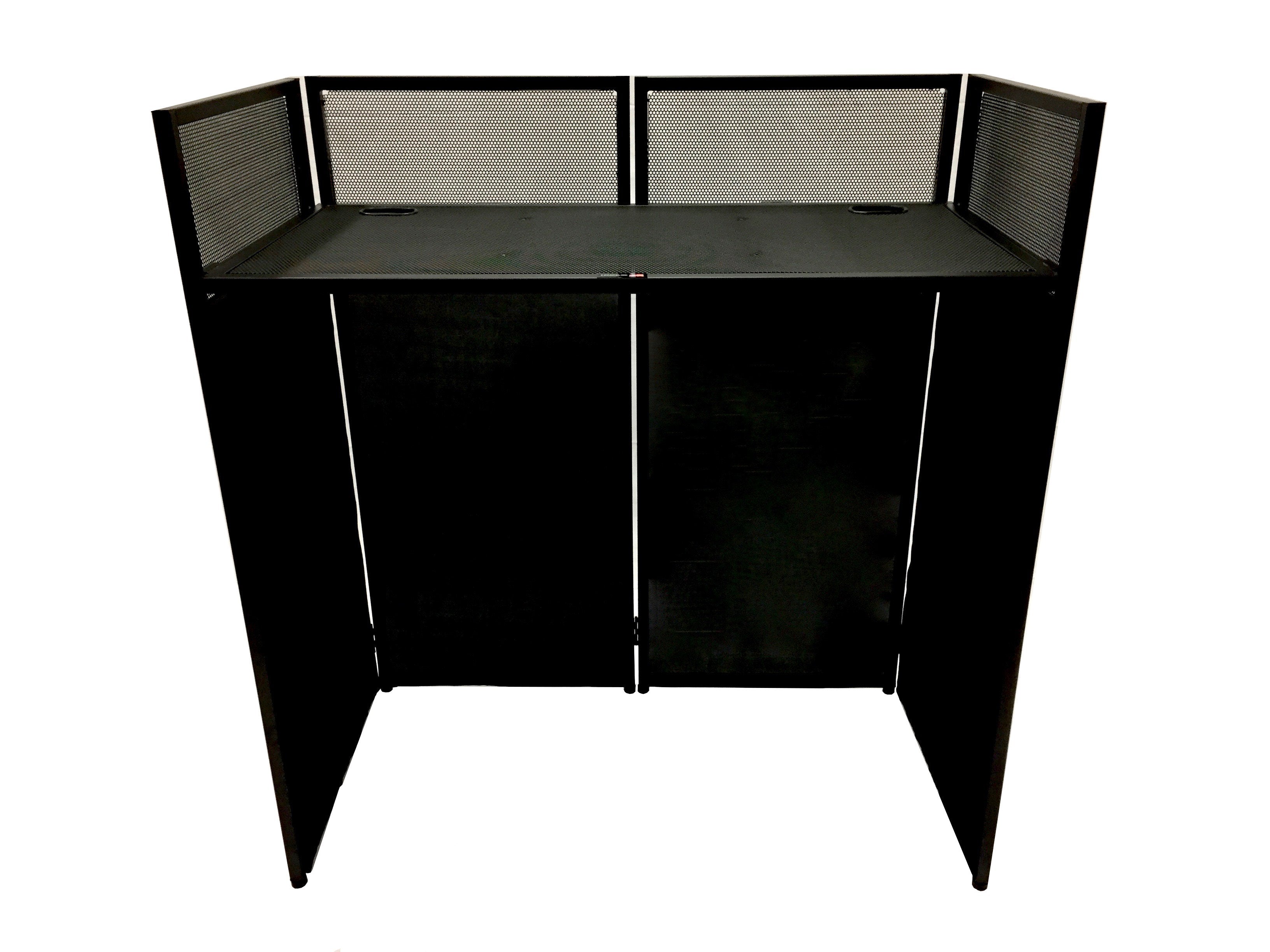 BEAST-7 DJ Event Facade White/Black Scrim Metal Frame Booth + 20" x 40" Flat Table Top