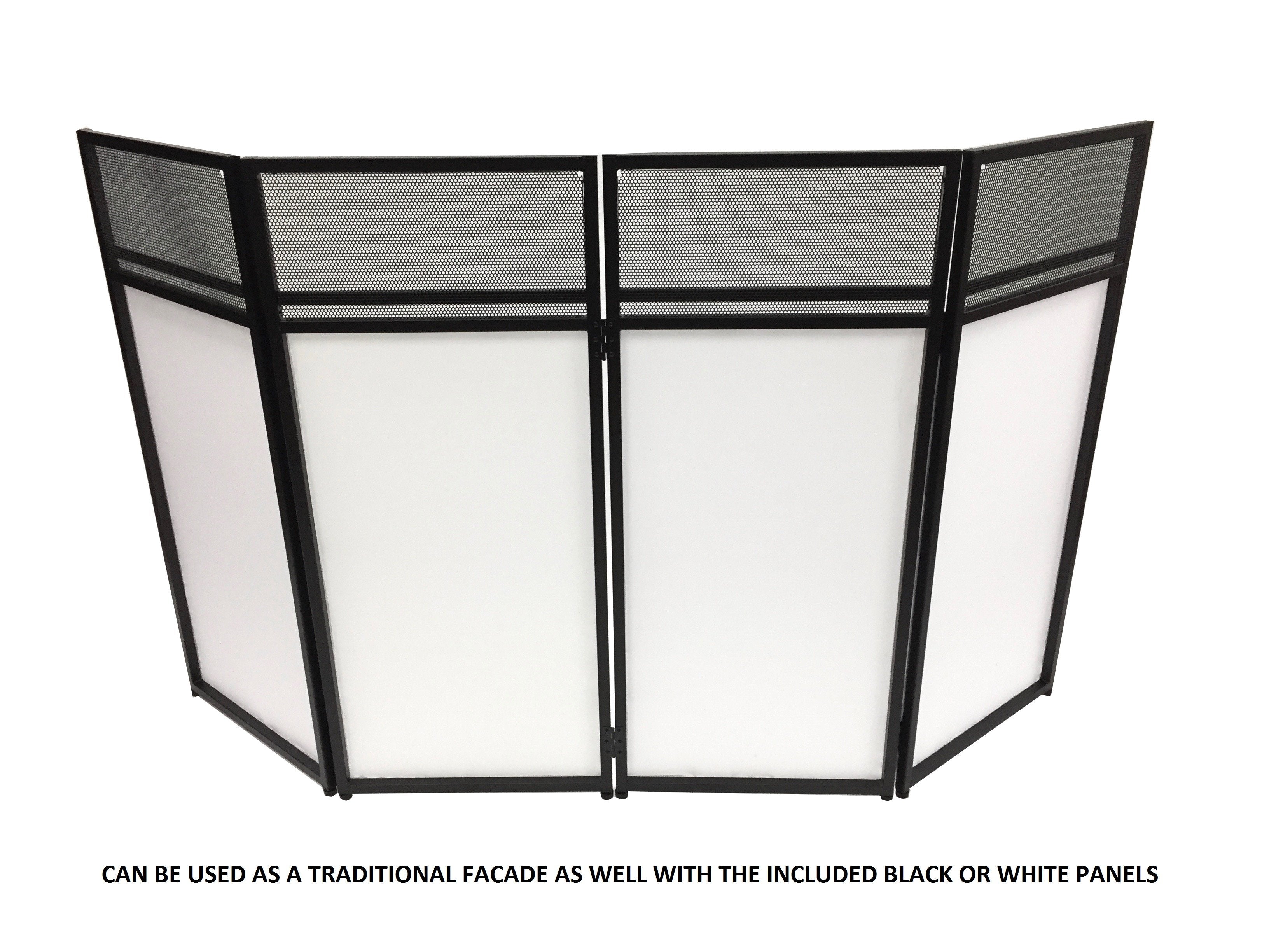 BEAST-7 DJ Event Facade White/Black Scrim Metal Frame Booth + 20" x 40" Flat Table Top