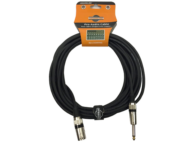 LK-MONO-MX25 Premium XLR Male-1/4" 100% Copper Cable 3-Pin Shielded