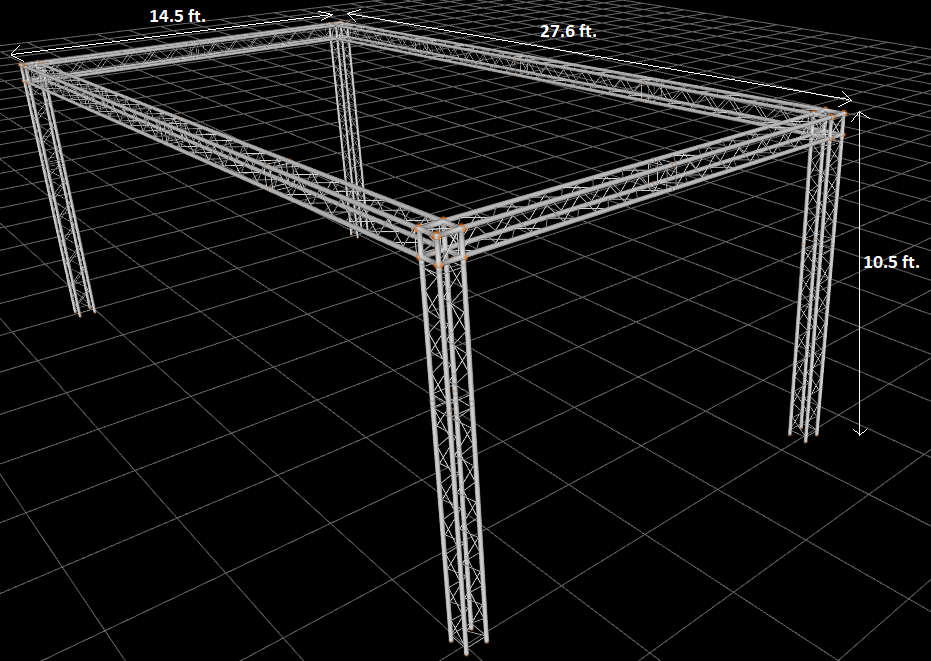 14.5 ft W x 27.6 ft L x 10.5 ft H Aluminum Outdoor Seating Trussing Structure