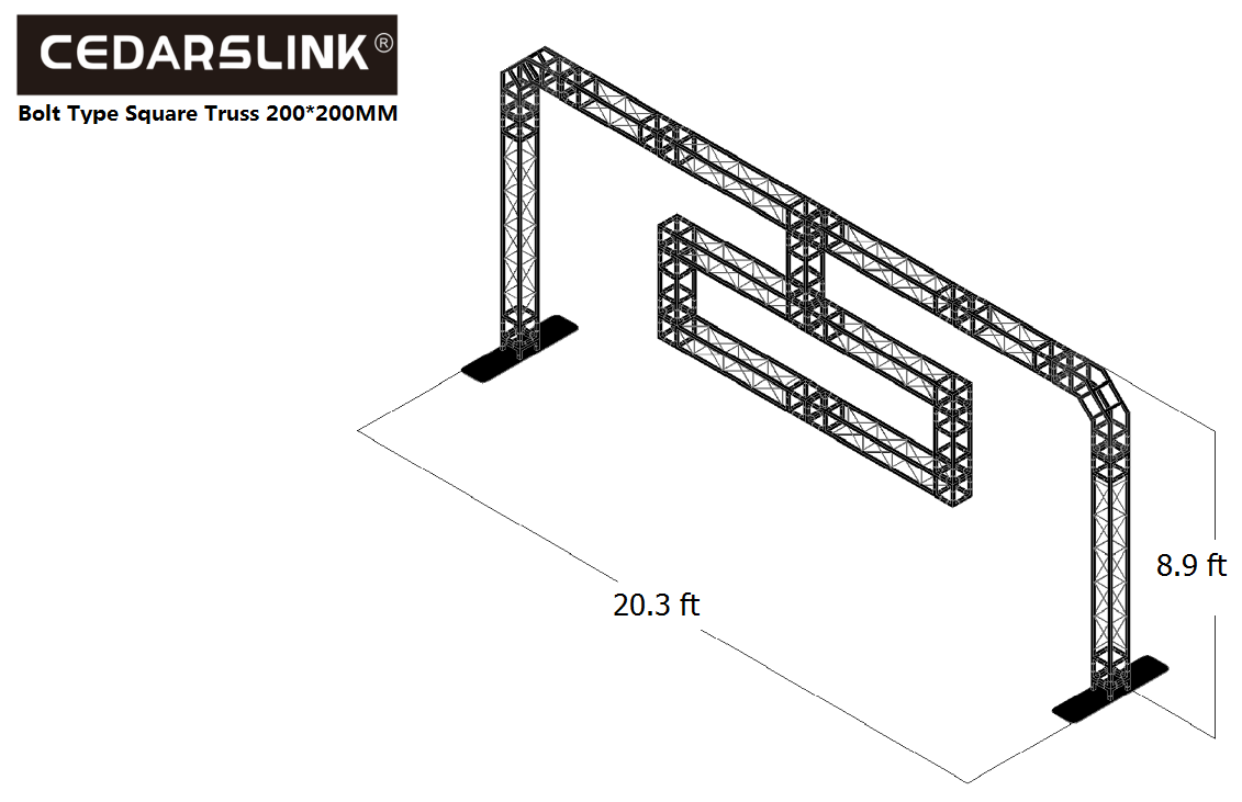 ARCH 15 20.3 Ft Width 8.9 Ft Height Arch Truss System with Drop Down Rectangle