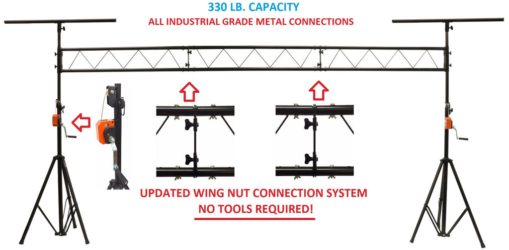 LK-XC15 15' Crank Up DJ Light Stand Heavy Duty Truss LED Lighting System 11.6' Height