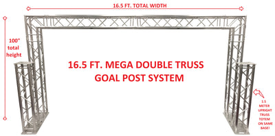 Complete 16.5 ft Square Aluminum Double Truss Goal Post Lighting System DJ Lights
