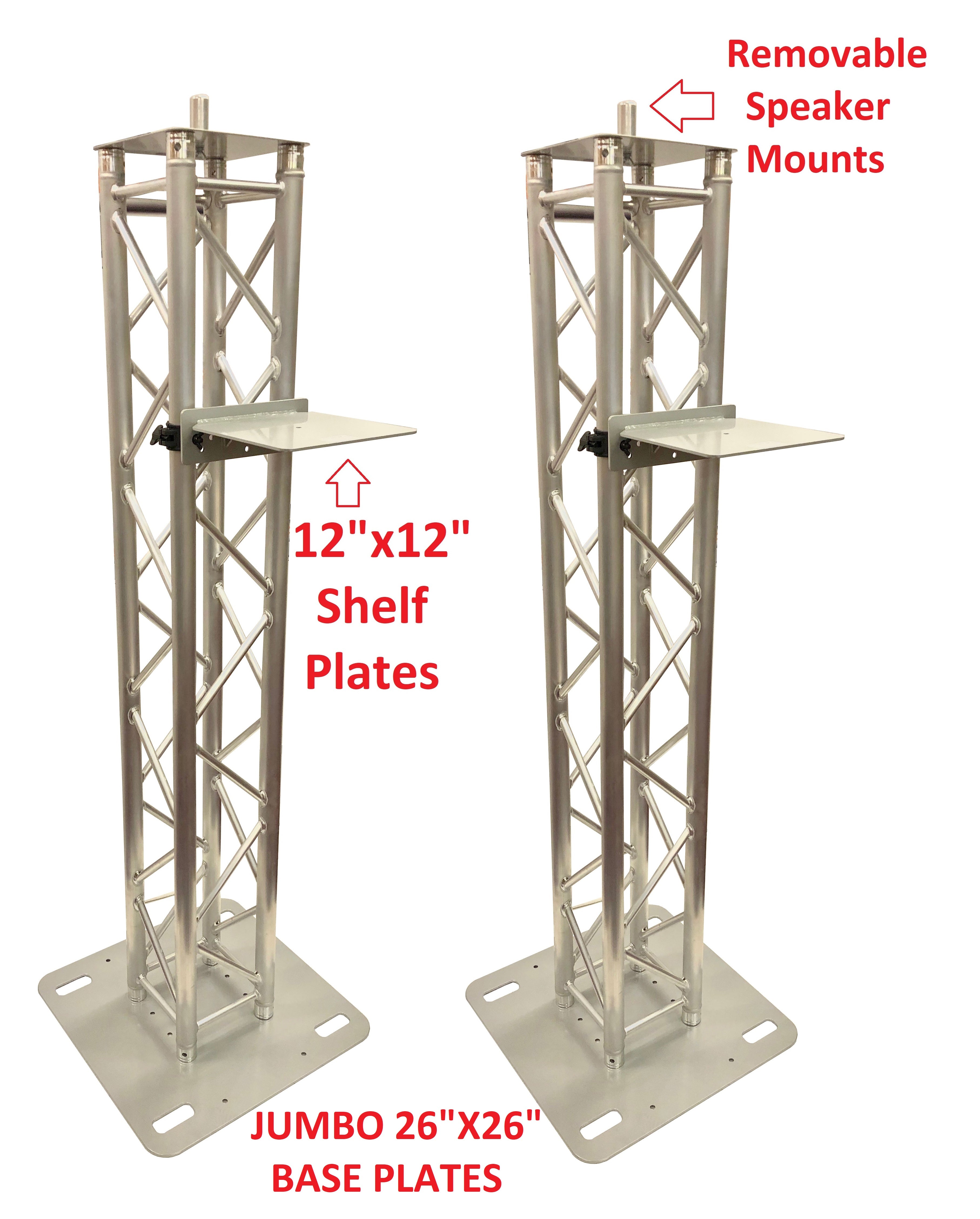(2) 6.56ft 2M DJ Lighting Aluminum Truss Totem +Shelf Moving Head/Speaker Poles