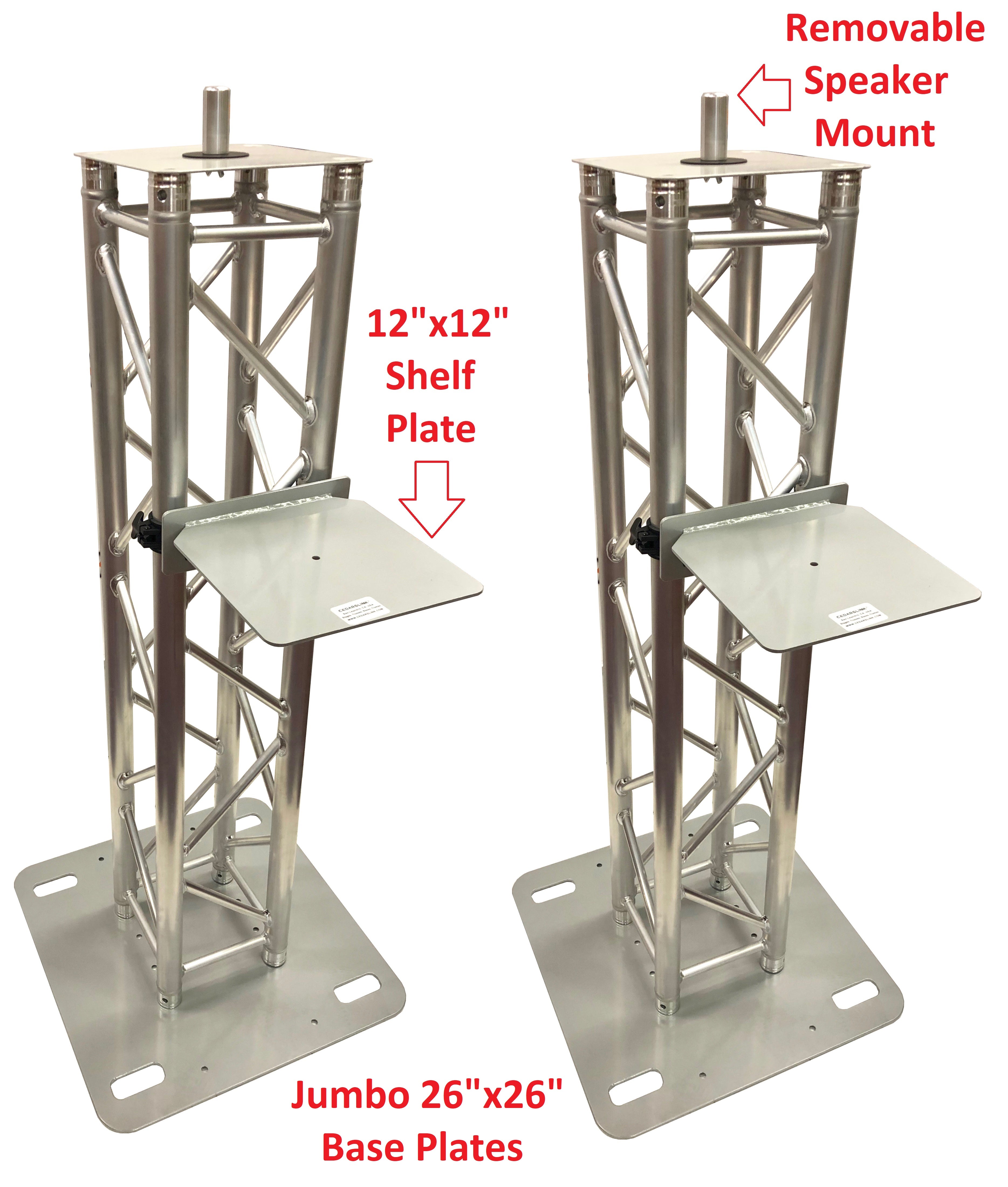 (2) 4.92ft 1.5M DJ Lighting Aluminum Truss Totem +Shelf Moving Head/Speaker Pole