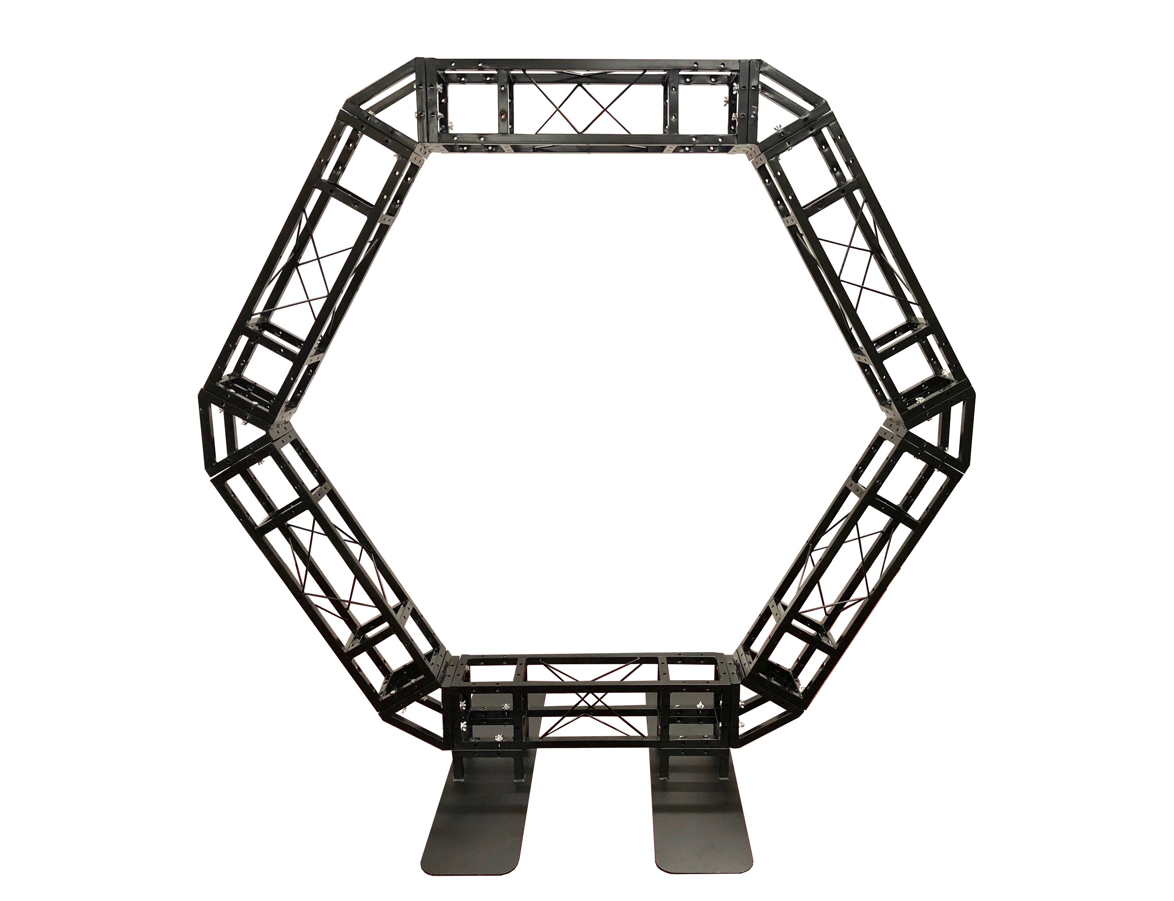 Industrial Grade 6.2ft Hexagonal Truss Circle, Six-Sided Lighting Truss, With Two Support Bases Plates