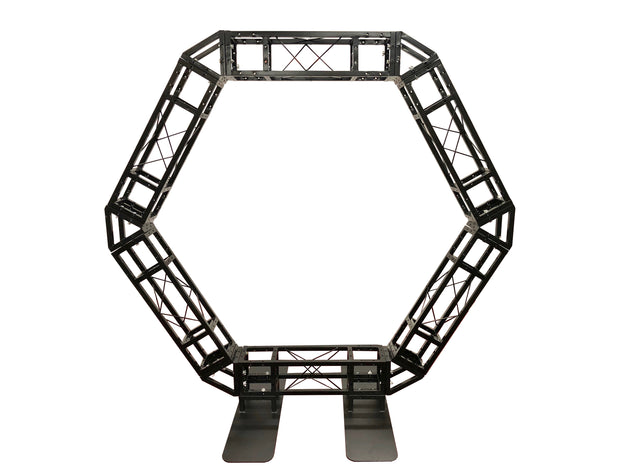 Industrial Grade 6.2ft Hexagonal Truss Circle, Six-Sided Lighting Truss, With Two Support Bases Plates