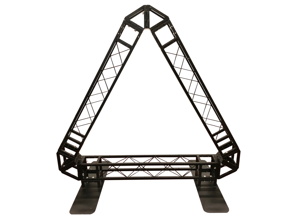 Industrial Grade 6.4ft Triangular Truss Shape, Three-Sided Lighting Truss, With Corners, , With Two Support Bases Plates