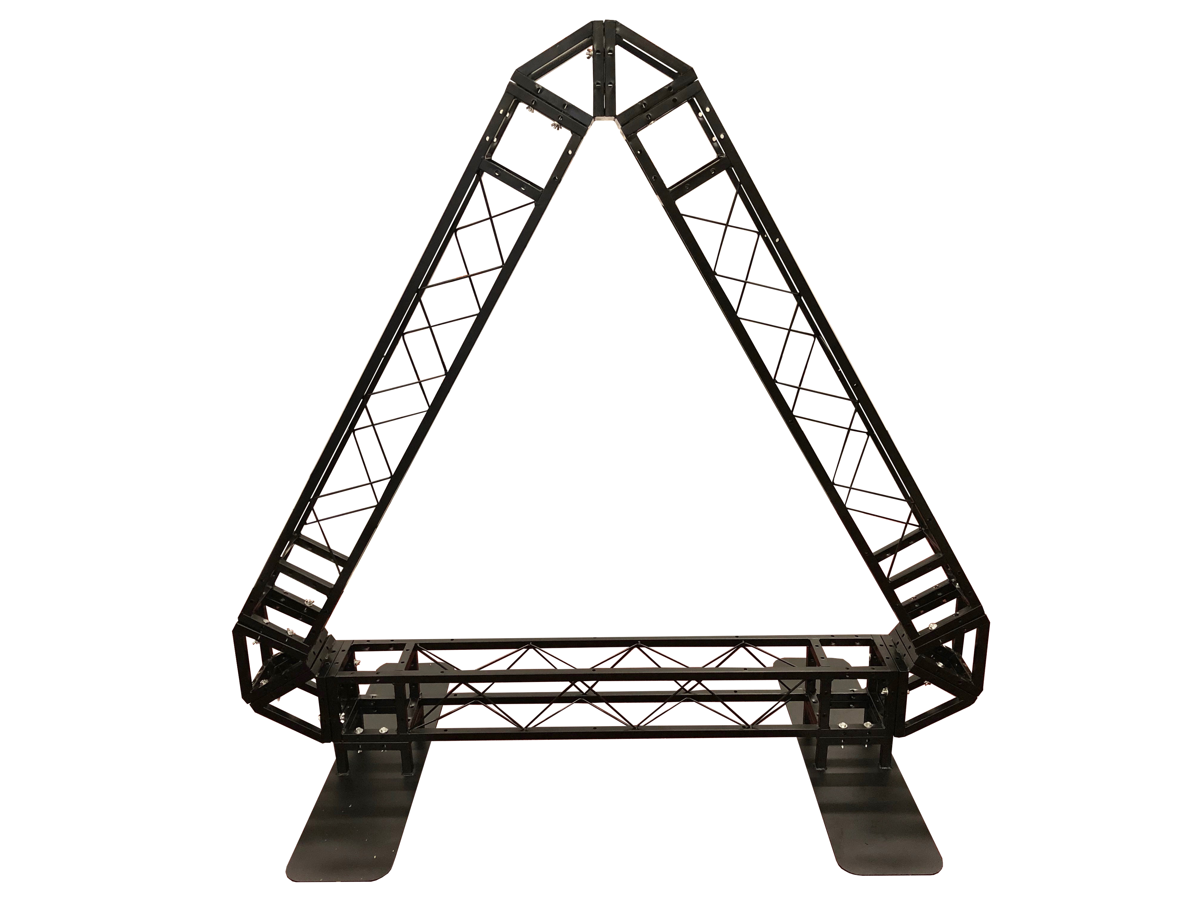 Industrial Grade 6.4ft Triangular Truss Shape, Three-Sided Lighting Truss, With Corners, , With Two Support Bases Plates