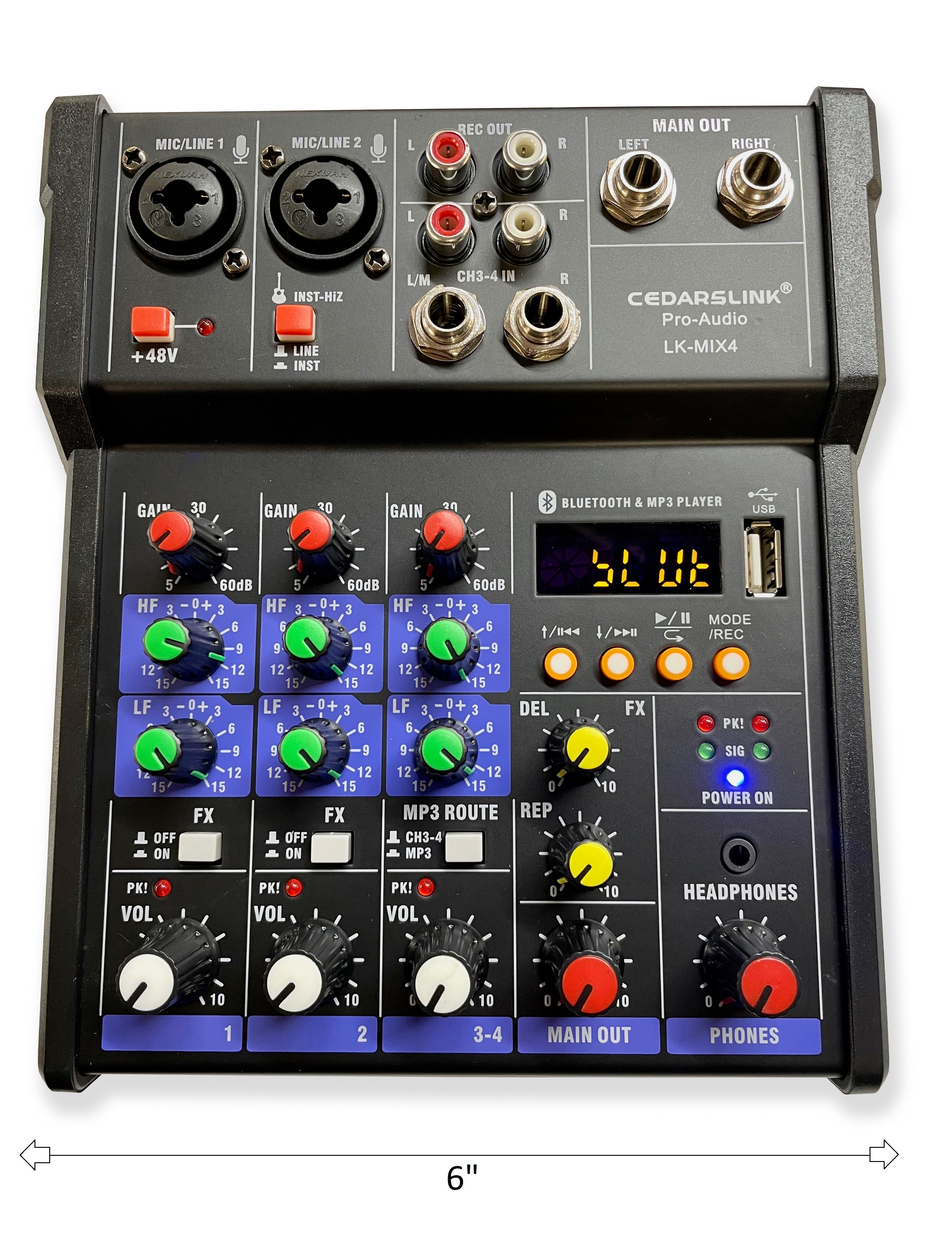 LK-MIX4 Mini 4 Channel Bluetooth/USB/MP3/Computer Mixer Console