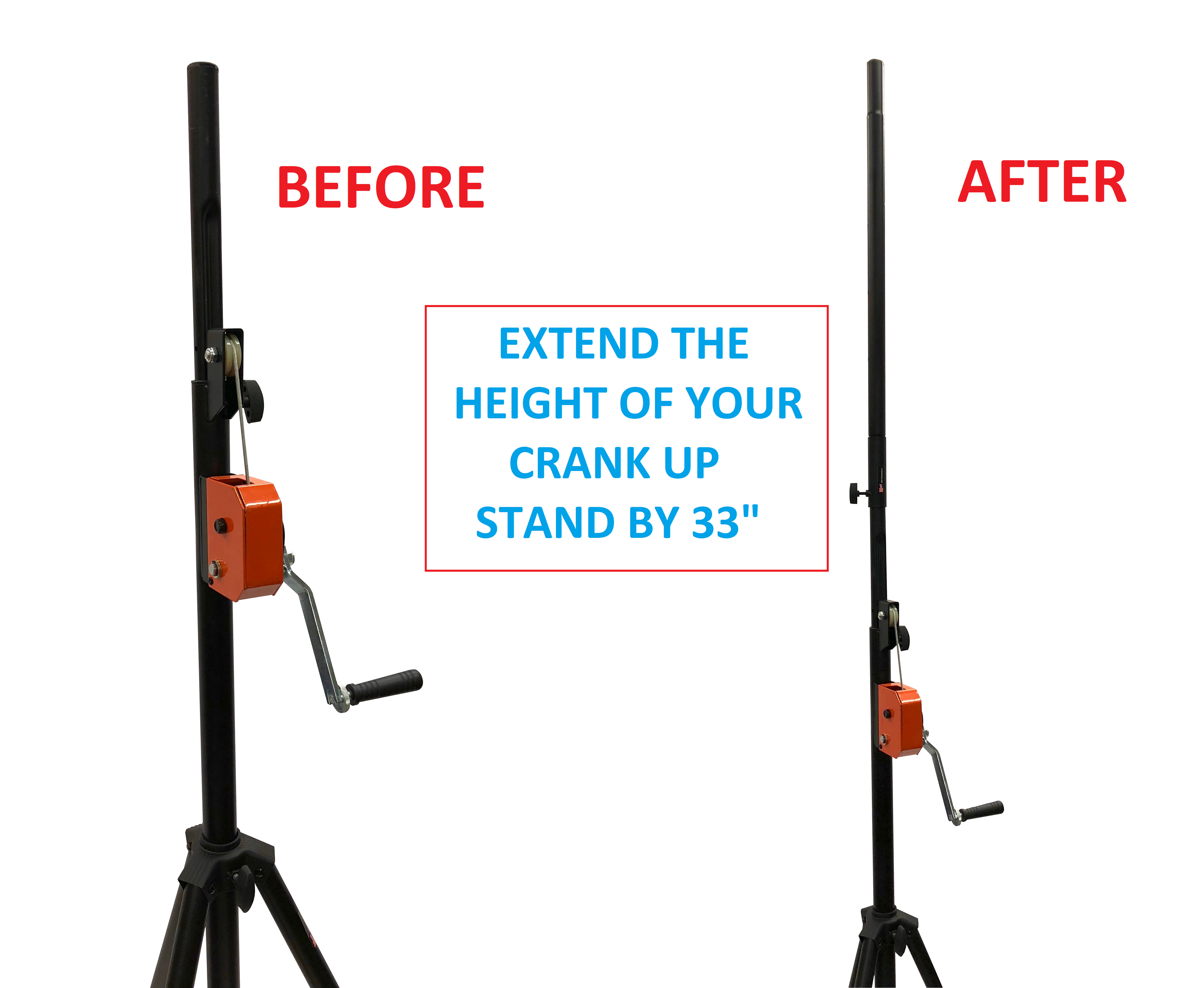 LK-EXT-LA 33" Metal Height Extension Bar For Crank Up DJ Lighting Truss Trussing Stands