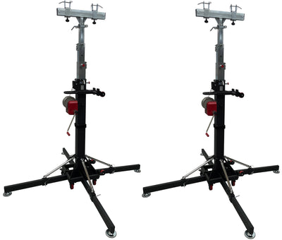 Two Colossus 18Ft Ultra-Heavy Duty Tower Lifter Crank Lighting DJ Concert Stand W/Outriggers