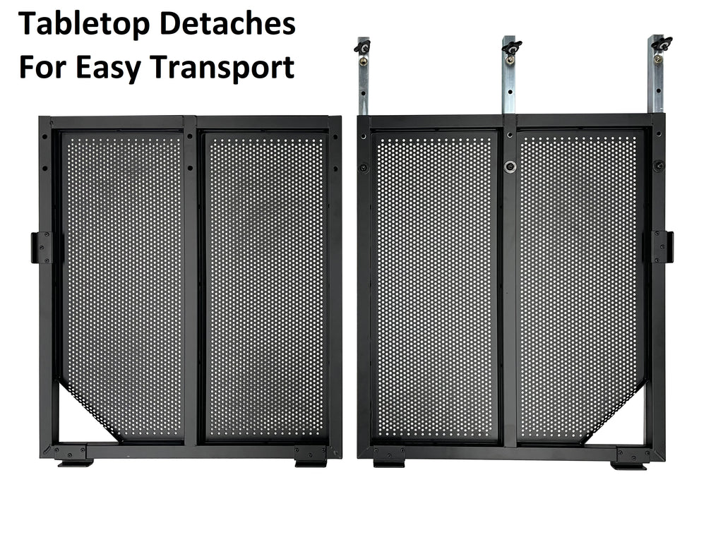 BEAST-A1000 Jumbo 53" Wide DJ Event Facade White/Black Scrim Booth Two Top Corner Table Tops 23"x53" Table! Padded Carrying Case! All Aluminum Build
