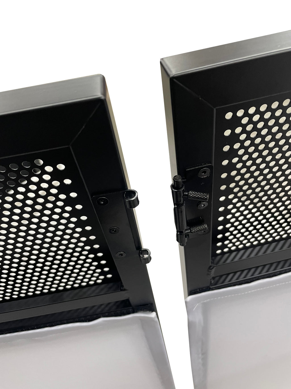 BEAST-A1500 Mega 73" Wide DJ Event Facade White/Black Scrim Booth Two Top Corner Table Tops Largest DJ Facade Booth Available! Lightweight Aluminum