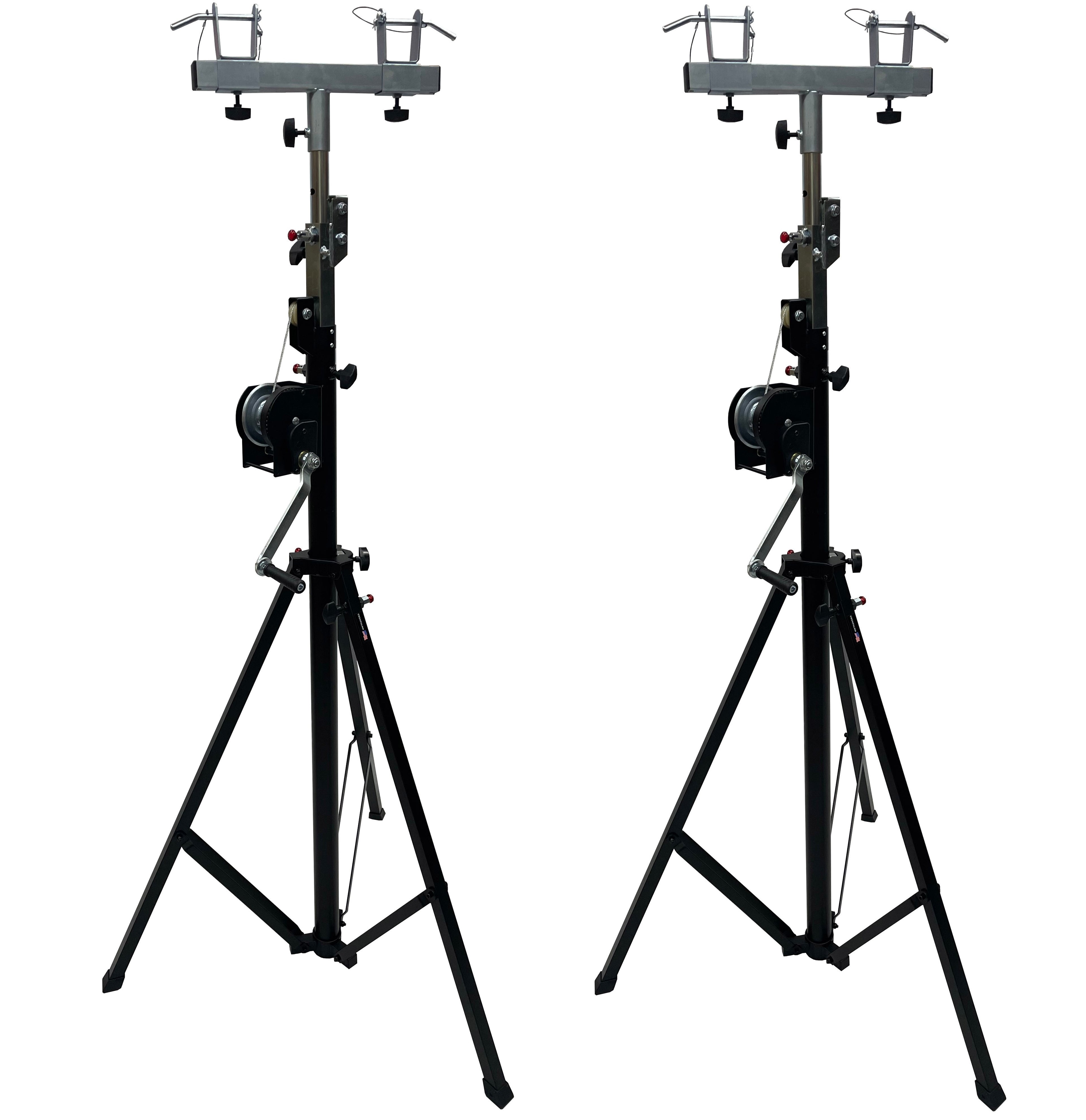 (2) LK-C14 14FT TRUSS LIGHTING CRANK STAND 220 LBs & UNIVERSAL T ADAPTER DJ PA CLUB
