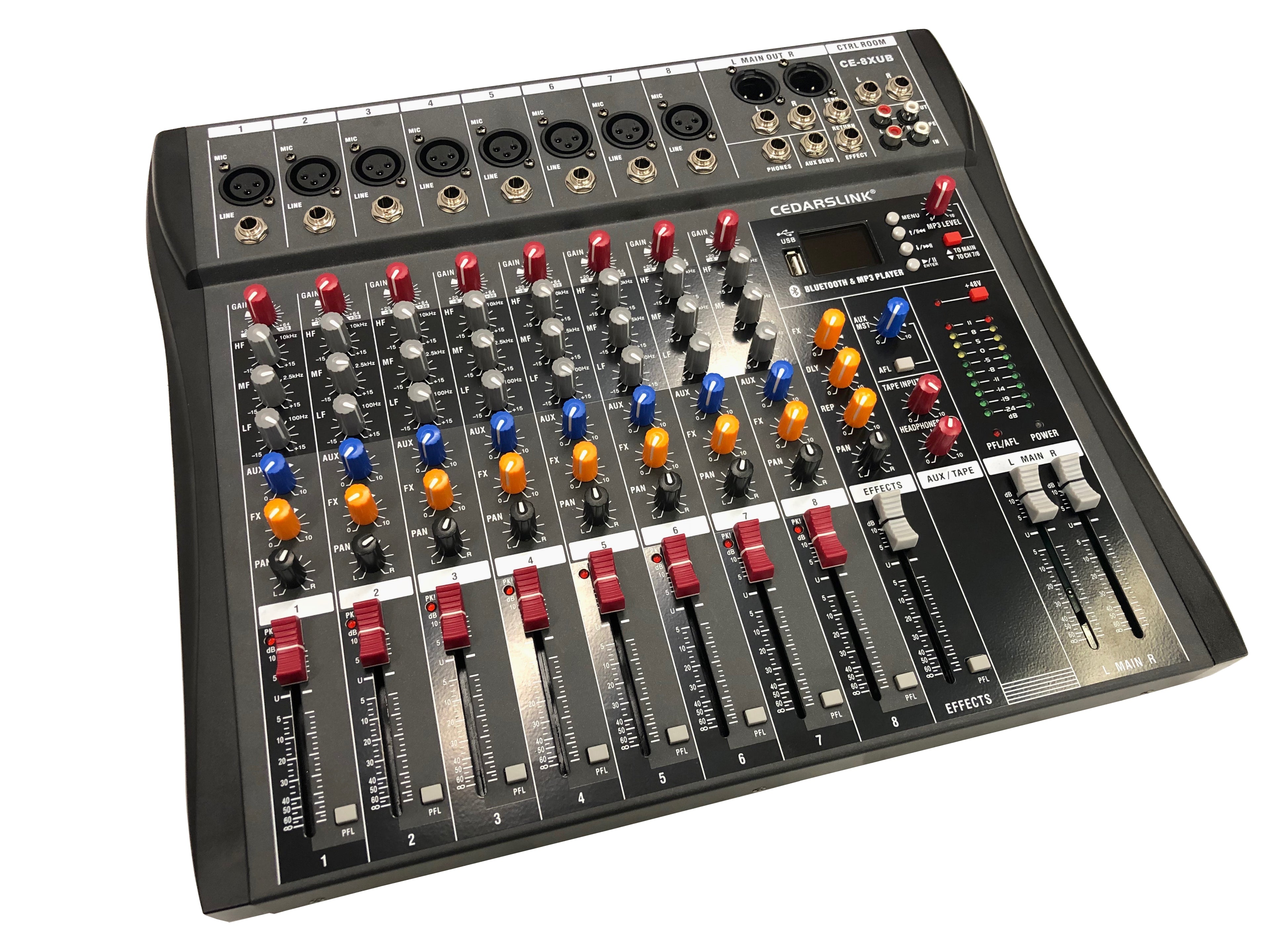 CE-8XUB Premium 8 Channel Bluetooth Mixer Console With Effects Processor