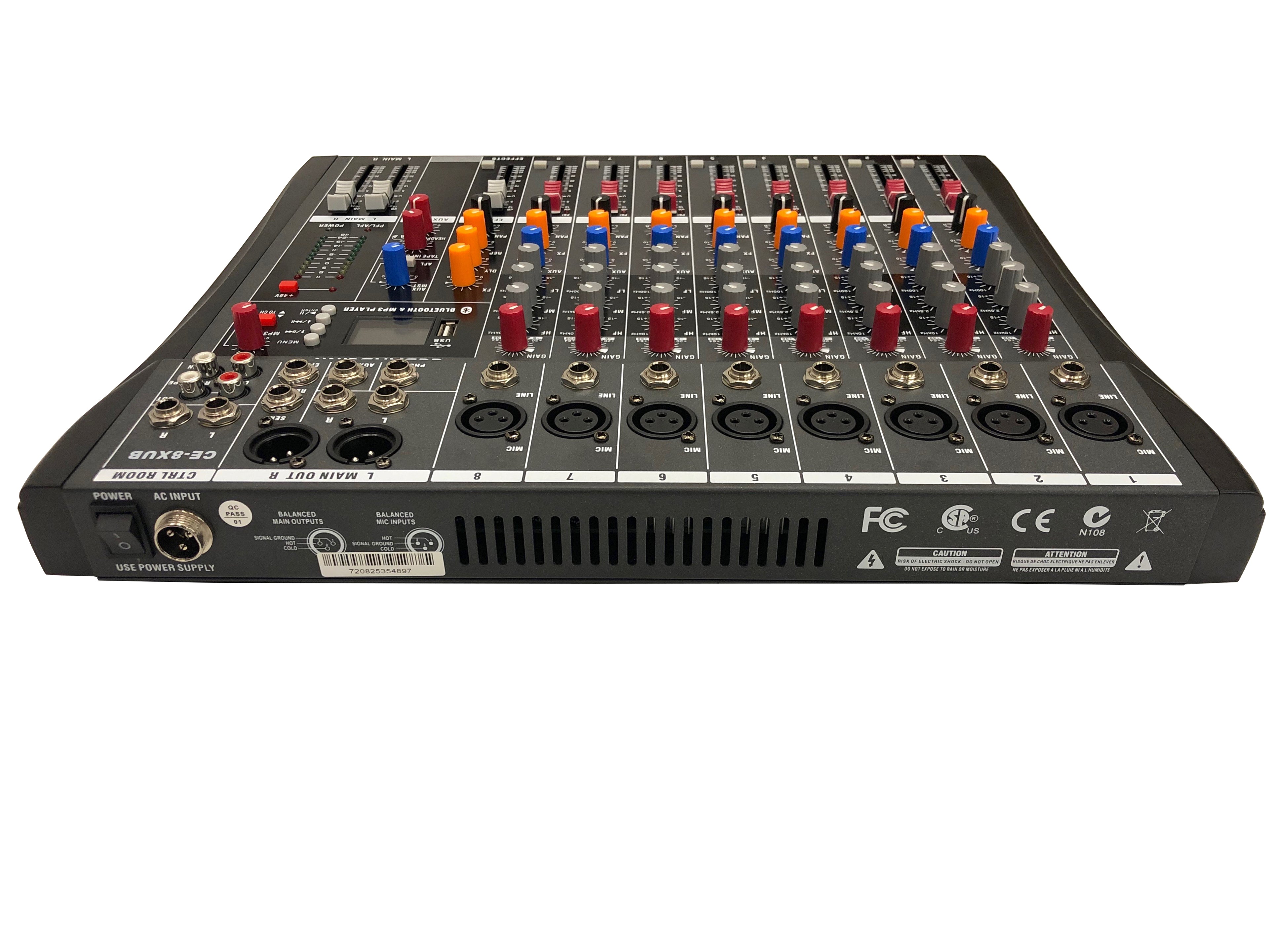 CE-8XUB Premium 8 Channel Bluetooth Mixer Console With Effects Processor