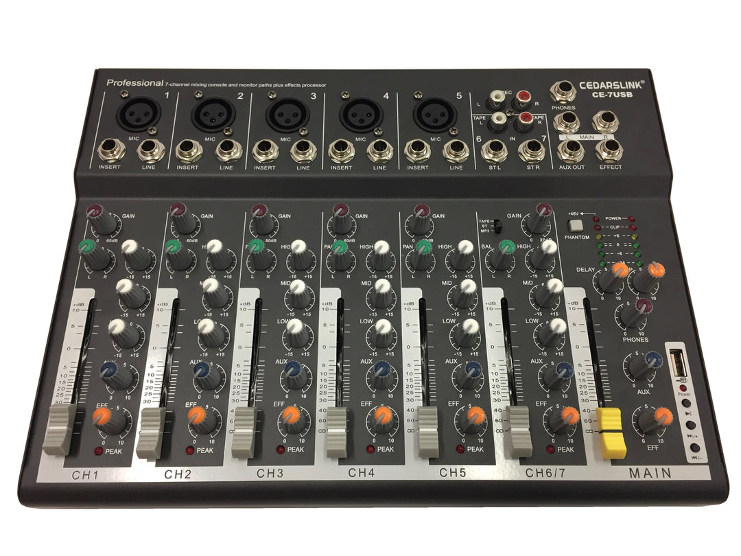 CE-7USB Professional 7 Channel Mixer With USB Input – cedarslink