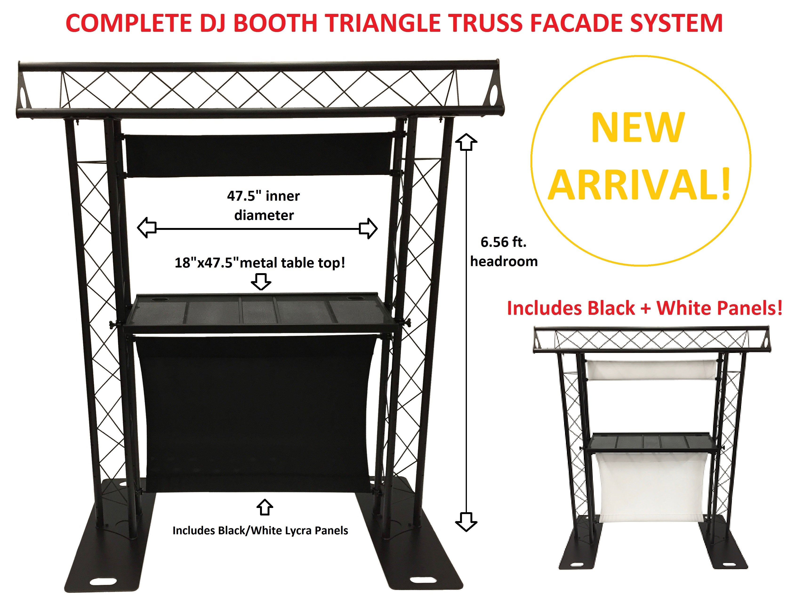 5.5インチ DJ,LIVE,ステージ用 BEAST-5 DJ Event Facade White/Black Scrims Triangle Truss Booth