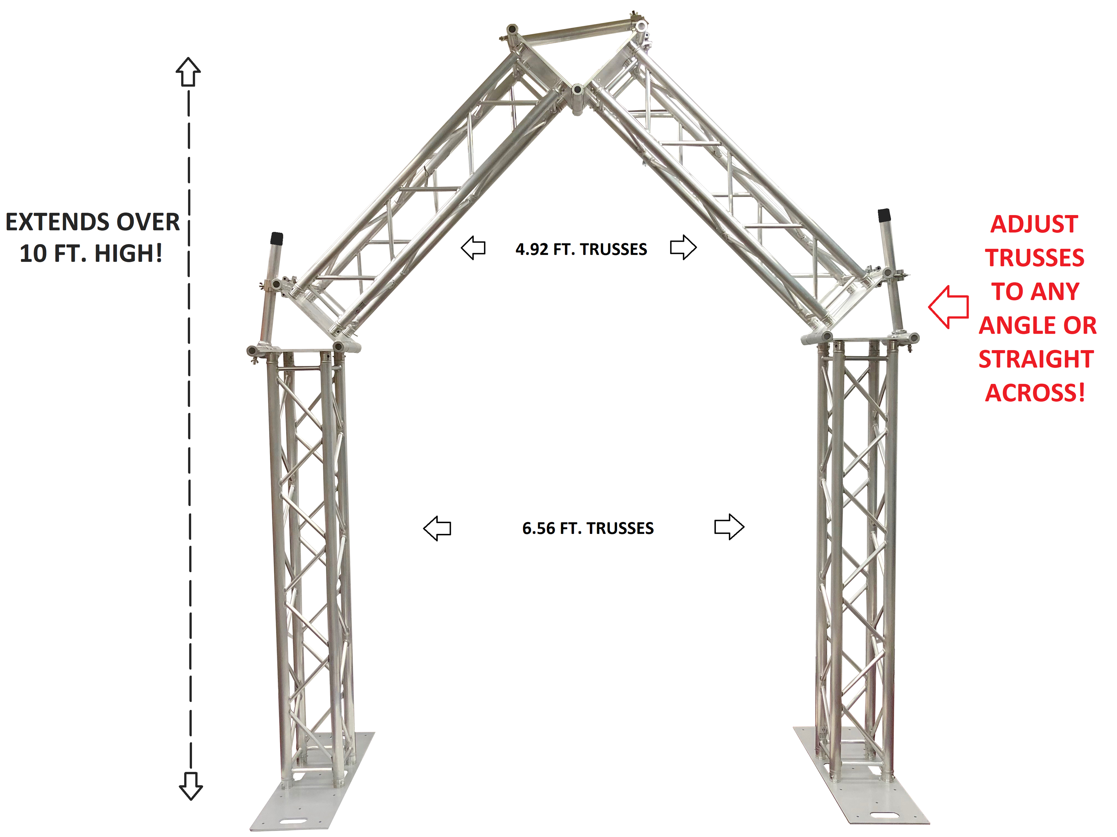 Complete 10ft Wide Square Aluminum Truss Goal Post Lighting System DJ Lights! Includes 3 Adjustable Corners To Make Various Angles!