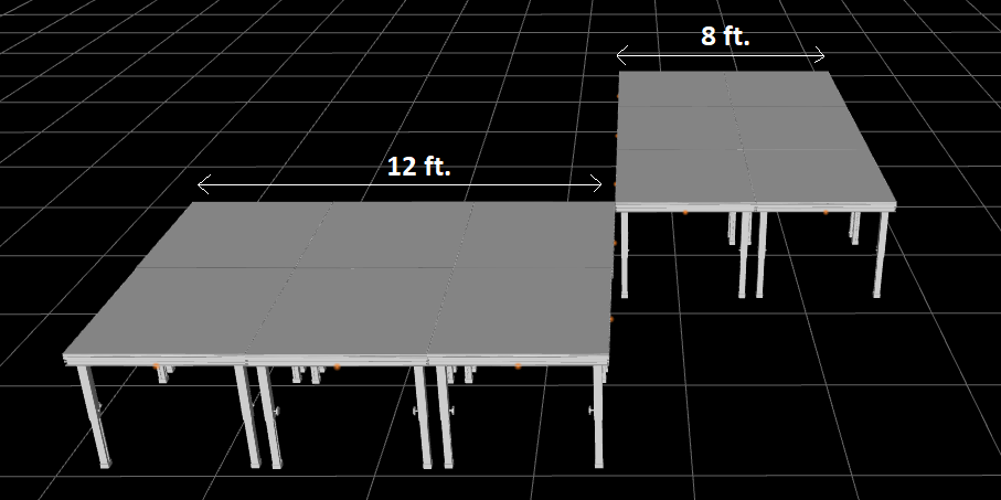 12 ft. x 16 ft. Heavy Duty Aluminum Concert Stage Riser Complete Staging System (192 sq. ft.)