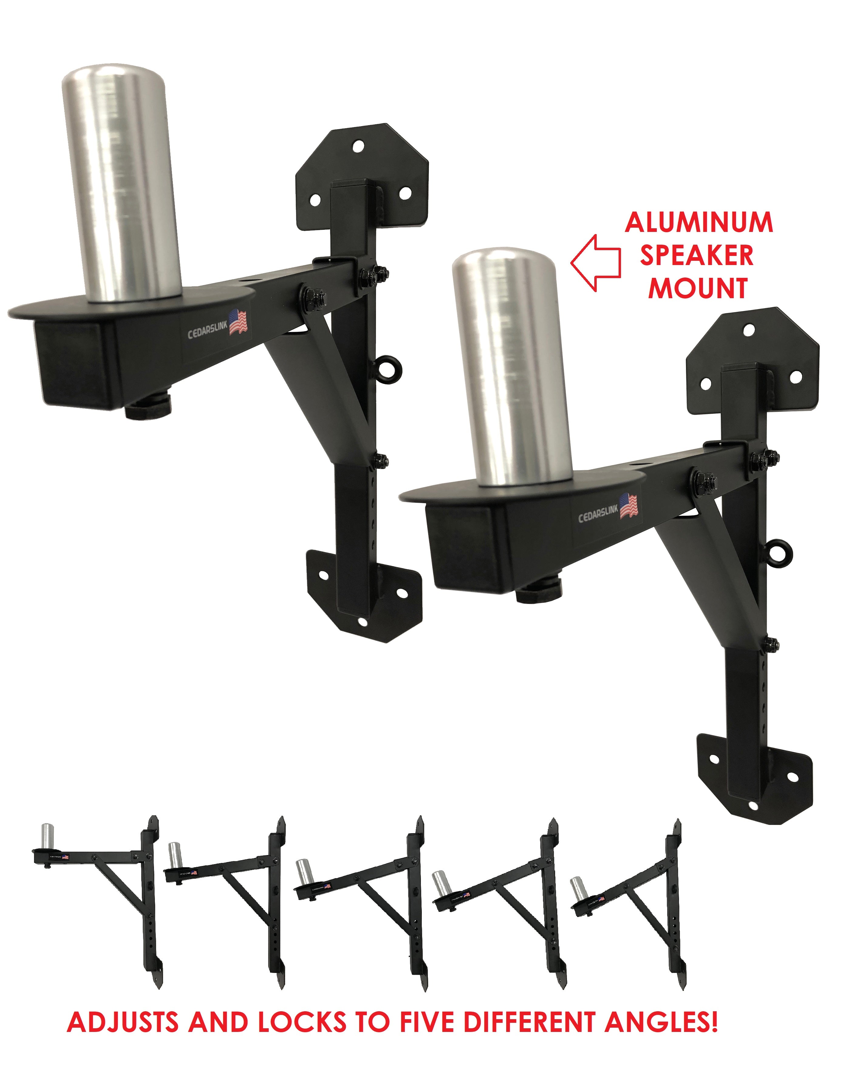 Two (2) LK-SPKR PA Speaker Wall Mount Brackets - 2 Pro-Audio Stands Post Holder DJ Stage Adjusts